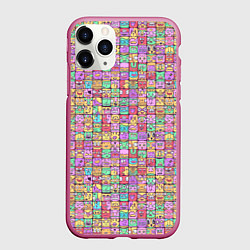 Чехол iPhone 11 Pro матовый Человечки эмоциональные, цвет: 3D-малиновый