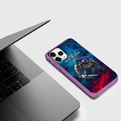 Чехол iPhone 11 Pro матовый Warhammer 40000 space marine 2 ультрамарин, цвет: 3D-фиолетовый — фото 2