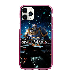 Чехол iPhone 11 Pro матовый Warhammer 40000 space marine 2 ультрамарин в броне, цвет: 3D-малиновый