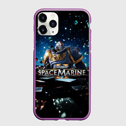 Чехол iPhone 11 Pro матовый Warhammer 40000 space marine 2 ультрамарин в броне, цвет: 3D-фиолетовый