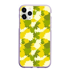 Чехол iPhone 11 Pro матовый Желтые и зеленые камуфляжные пятна, цвет: 3D-светло-сиреневый