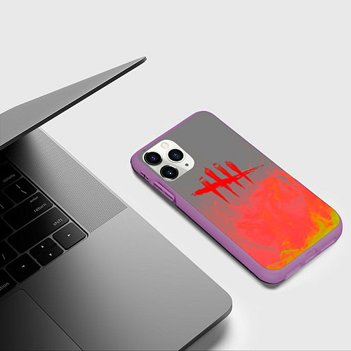 Чехол iPhone 11 Pro матовый Dead by Daylight logo fire / 3D-Фиолетовый – фото 3