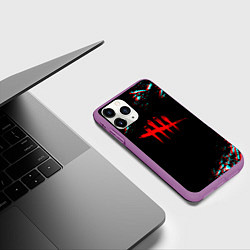 Чехол iPhone 11 Pro матовый Dead by daylight глитч, цвет: 3D-фиолетовый — фото 2
