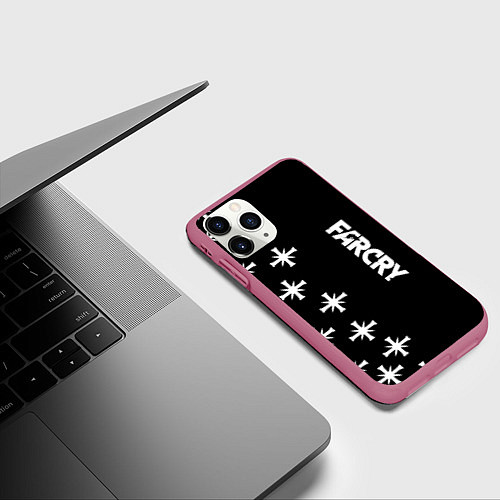 Чехол iPhone 11 Pro матовый Farcry текстура знаки / 3D-Малиновый – фото 3