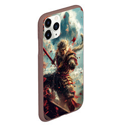 Чехол iPhone 11 Pro матовый Wukong с посохом, цвет: 3D-коричневый — фото 2