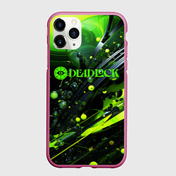 Чехол iPhone 11 Pro матовый Deadlock logo зеленая абстракция, цвет: 3D-малиновый