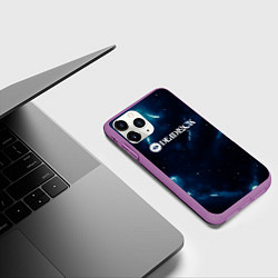 Чехол iPhone 11 Pro матовый Deadlock logo синие молнии, цвет: 3D-фиолетовый — фото 2
