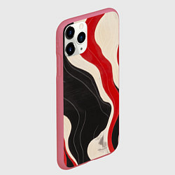 Чехол iPhone 11 Pro матовый Абстрактные волнистые полосы, цвет: 3D-малиновый — фото 2