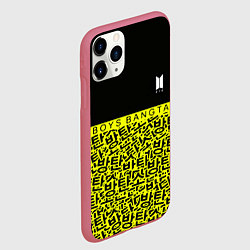 Чехол iPhone 11 Pro матовый BTS pattern kpop, цвет: 3D-малиновый — фото 2