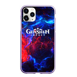 Чехол iPhone 11 Pro матовый Genshin Impact space, цвет: 3D-светло-сиреневый