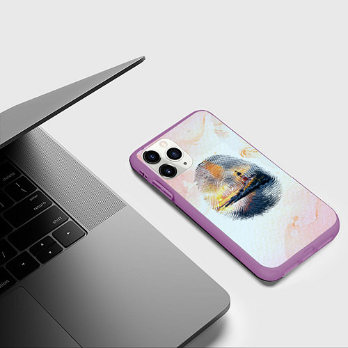 Чехол iPhone 11 Pro матовый Маяк у моря на закате в отпечатке пальца / 3D-Фиолетовый – фото 3