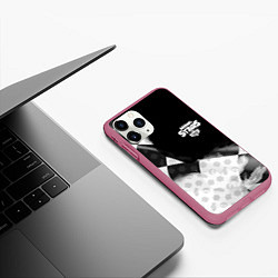 Чехол iPhone 11 Pro матовый Brawl stars pattern black, цвет: 3D-малиновый — фото 2