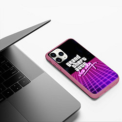 Чехол iPhone 11 Pro матовый GTA retro wave, цвет: 3D-малиновый — фото 2