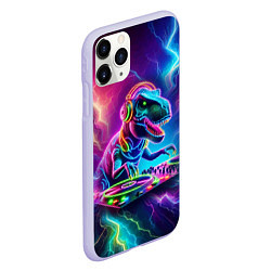 Чехол iPhone 11 Pro матовый Tyrannosaur DJ - neon glow, цвет: 3D-светло-сиреневый — фото 2