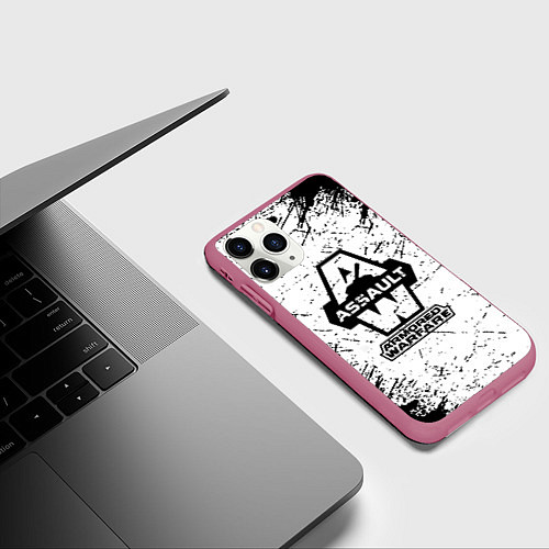 Чехол iPhone 11 Pro матовый Armored assault / 3D-Малиновый – фото 3