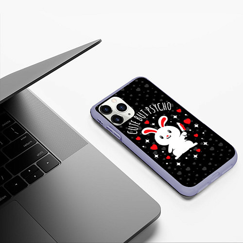 Чехол iPhone 11 Pro матовый Cute but psycho bunny / 3D-Светло-сиреневый – фото 3