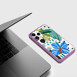Чехол iPhone 11 Pro матовый Цветы горошек абстракция, цвет: 3D-фиолетовый — фото 2