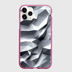 Чехол iPhone 11 Pro матовый Белая геометрия с искажением, цвет: 3D-малиновый