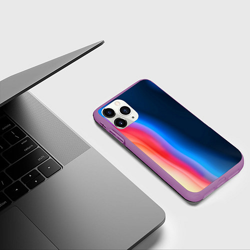 Чехол iPhone 11 Pro матовый Неоновый градиент разводы / 3D-Фиолетовый – фото 3