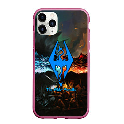 Чехол iPhone 11 Pro матовый Skyrim драконы, цвет: 3D-малиновый