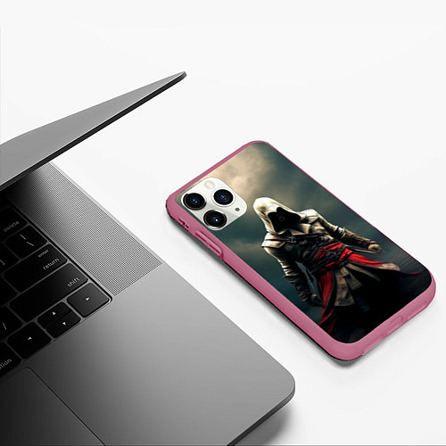 Чехол iPhone 11 Pro матовый Assassins creed 2 / 3D-Малиновый – фото 3