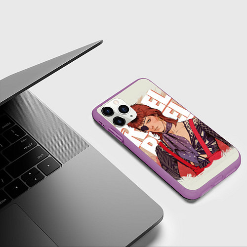Чехол iPhone 11 Pro матовый David Bowie Rebel / 3D-Фиолетовый – фото 3