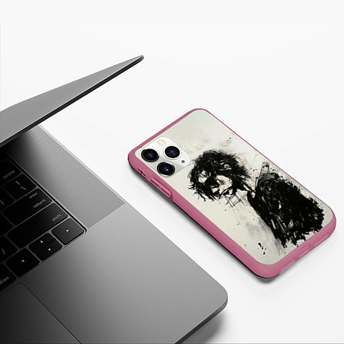 Чехол iPhone 11 Pro матовый Рисунок карандашом / 3D-Малиновый – фото 3