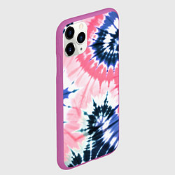Чехол iPhone 11 Pro матовый Розово синий тай дай - разводы краски на белом фон, цвет: 3D-фиолетовый — фото 2