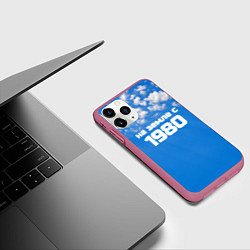 Чехол iPhone 11 Pro матовый Небо с облаками и надпись: на земле с 1980 года, цвет: 3D-малиновый — фото 2