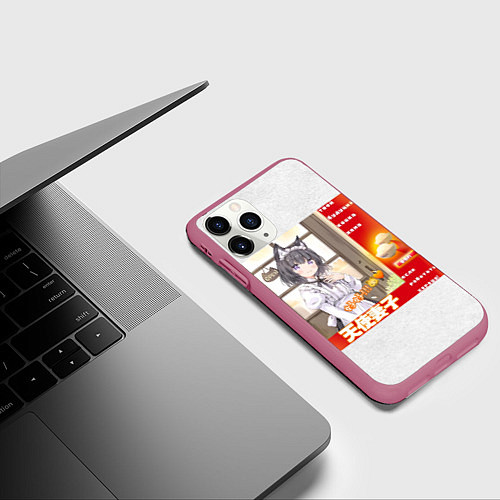 Чехол iPhone 11 Pro матовый Твой кошка жена - аниме партия мем / 3D-Малиновый – фото 3