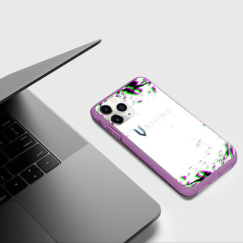 Чехол iPhone 11 Pro матовый Vrising глитч краски / 3D-Фиолетовый – фото 3