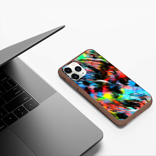 Чехол iPhone 11 Pro матовый Цветные краски абстракция / 3D-Коричневый – фото 3