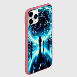 Чехол iPhone 11 Pro матовый Человек и неоновая планета - нейроарт, цвет: 3D-малиновый — фото 2