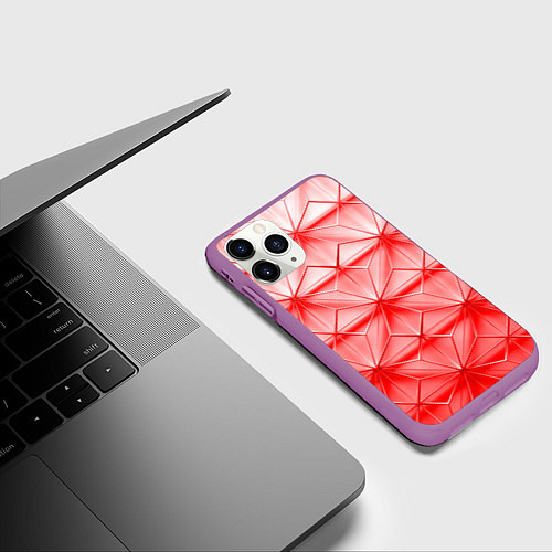 Чехол iPhone 11 Pro матовый Ярко красная геометрия / 3D-Фиолетовый – фото 3