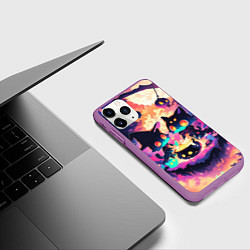 Чехол iPhone 11 Pro матовый 2 котика ведьмы, цвет: 3D-фиолетовый — фото 2