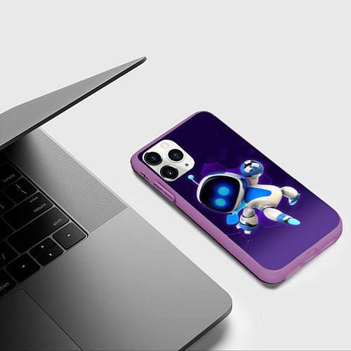 Чехол iPhone 11 Pro матовый Mascot - Astro Bot / 3D-Фиолетовый – фото 3