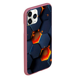 Чехол iPhone 11 Pro матовый Шестигранники с подсветкой, цвет: 3D-малиновый — фото 2