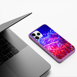 Чехол iPhone 11 Pro матовый Неоновая геометрическая абстракция, цвет: 3D-фиолетовый — фото 2