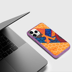 Чехол iPhone 11 Pro матовый Half life hexagon steel, цвет: 3D-фиолетовый — фото 2