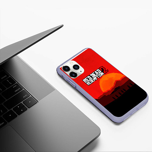 Чехол iPhone 11 Pro матовый Red Dead Redemption game / 3D-Светло-сиреневый – фото 3