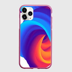 Чехол iPhone 11 Pro матовый Неоновые волны абстракция, цвет: 3D-малиновый