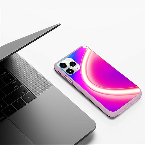 Чехол iPhone 11 Pro матовый Неоновый свет текстура / 3D-Розовый – фото 3