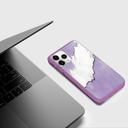 Чехол iPhone 11 Pro матовый Штукатурка и лавандовая краска / 3D-Фиолетовый – фото 3