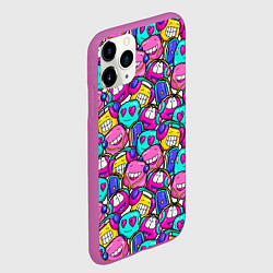 Чехол iPhone 11 Pro матовый Мультяшные позитивные монстрики, цвет: 3D-фиолетовый — фото 2