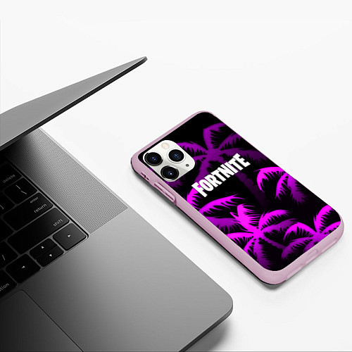 Чехол iPhone 11 Pro матовый Fortnite тропики / 3D-Розовый – фото 3