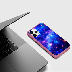 Чехол iPhone 11 Pro матовый Неоновые созвездия космоса, цвет: 3D-малиновый — фото 2