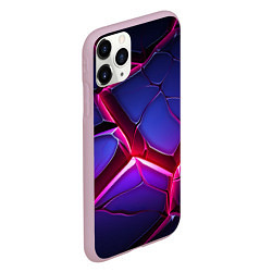 Чехол iPhone 11 Pro матовый Темные синие плиты и фиолетовый свет, цвет: 3D-розовый — фото 2