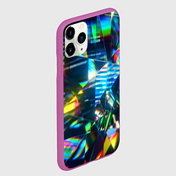 Чехол iPhone 11 Pro матовый Глитч эффект на стекле, цвет: 3D-фиолетовый — фото 2