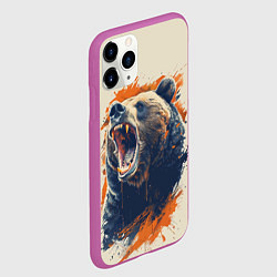 Чехол iPhone 11 Pro матовый Оскал бурого медведя, цвет: 3D-фиолетовый — фото 2