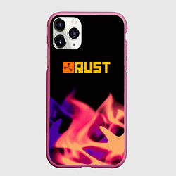 Чехол iPhone 11 Pro матовый RUST neon fire, цвет: 3D-малиновый